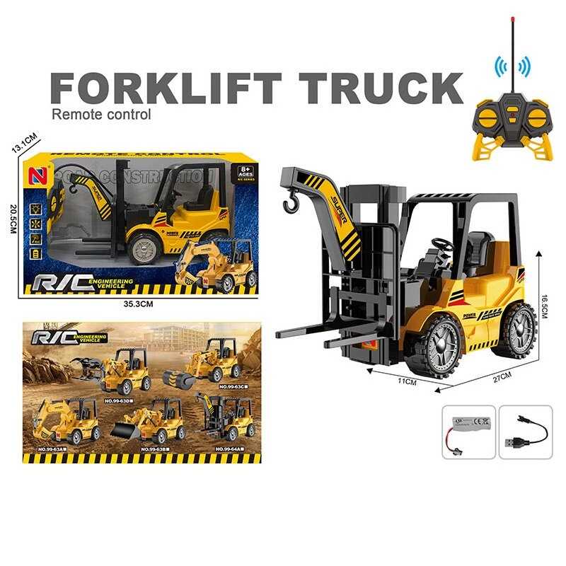 Спецтехніка на радіокеруванні 99-64 A (30) “Навантажувач”, акумулятор: 3.7 V, пульт, підсвічування, підйом та опускання вантажу, USB-кабель, в коробці