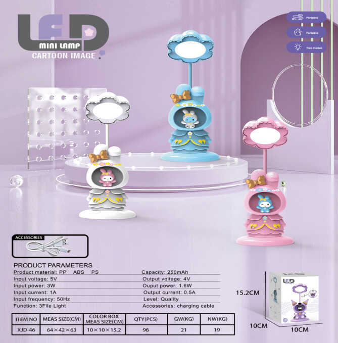 Лампа настільна світлодіодна C 71601 (96) 3 кольори, герой, вбудований акумулятор, нічник, стругачка, Type-C, в коробці, ВИДАЄТЬСЯ ТІЛЬКИ МІКС ВИДІВ