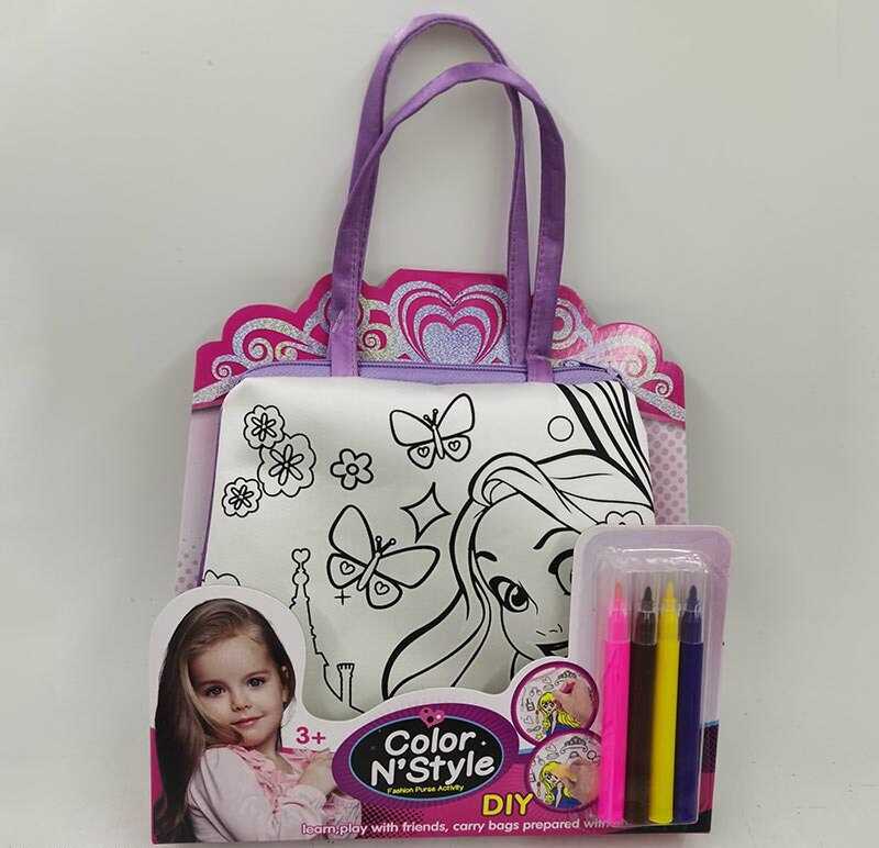 Сумка-розмальовка 612-1 (192/2) текстильна, 4 мініфломастери, застібається на блискавку, на листі