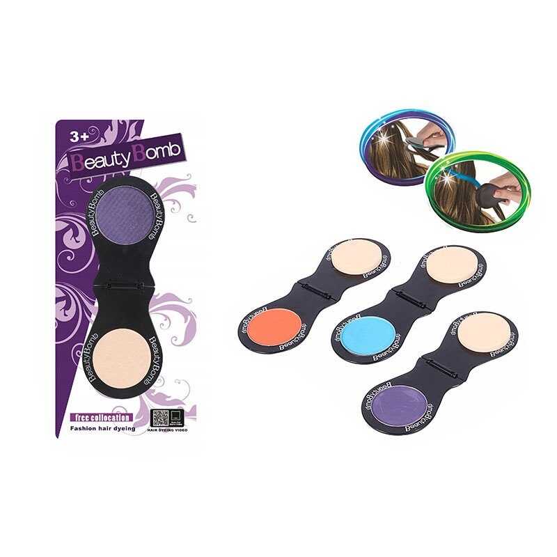 Крейда для волосся RY 6310 (720/2) складна палетка, крейда + спонж, на листі, ВИДАЄТЬСЯ ТІЛЬКИ МІКС ВИДІВ