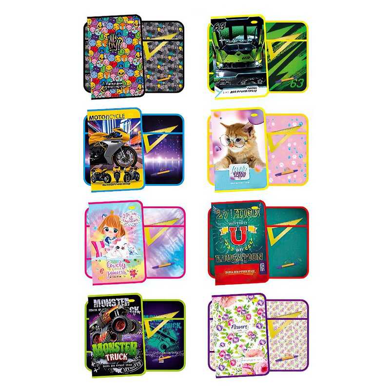 гр Папка для ручної праці А4 ПР-01  (32) на блискавці "Апельсин" ВИДАЄТЬСЯ МІКС ВИДІВ