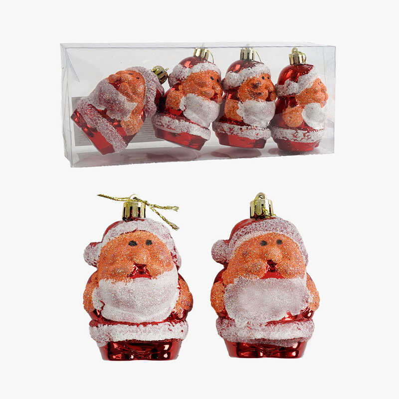 Новорічні прикраси C 67222 (120) 4 штуки, Санта-Клаус, висота - 8,5 см, у слюді