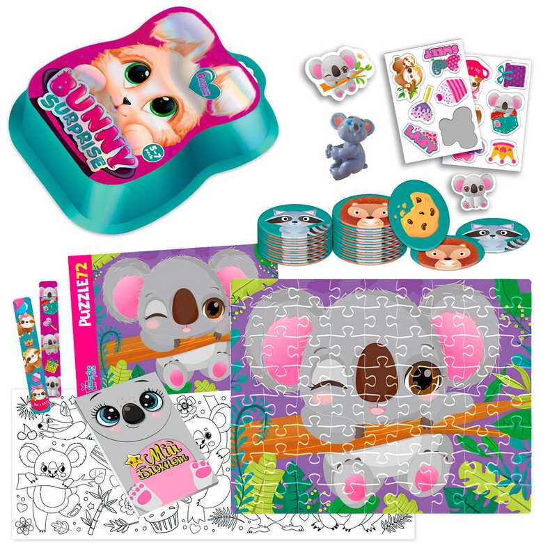 гр Набір для творчості "Bunny surprise"  VT 8080-12 (3) темно-рожевий "Vladi Toys", пазли, 50 карток, наліпки, іграшка на пальчик, блокнот, інструкція в коробці