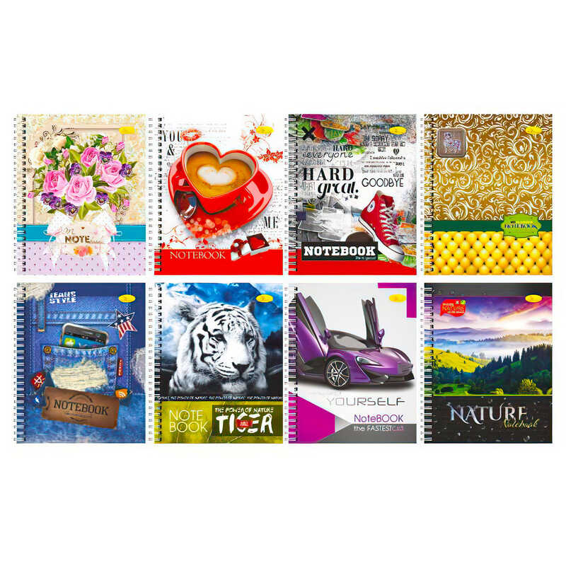 гр Блокнот Б-ЛВ5-120 (8) В5, 120арк, клітинка, пластик, пружина збоку ВИДАЄТЬСЯ МІКС ВИДІВ "Апельсин"