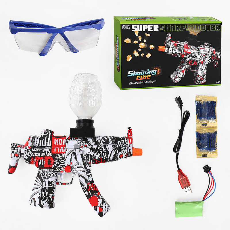 Автомат YF 1718-2 (36) автоматичний принцип роботи, стріляє орбізами, акум. 7.4V, USB-кабель, 1000 орбізів, захисні окуляри, в коробці