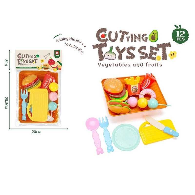 Продукти на липучці 2207 A5 (80/2) кошик, дошка та ніж для “нарізання”, тарілка, виделка, в пакеті