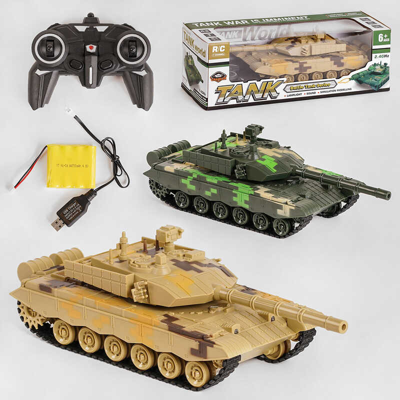 Танк на радіокеруванні 9902 (16) 2 кольори, підсвічування фар, звук, акумуляторна батарея 4.8V, в коробці