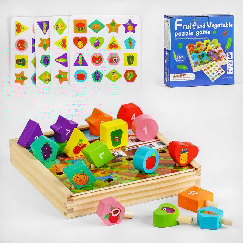 Дерев`яна гра C 55581 (40) дерев'яна основа, фігурки, картки, у коробці