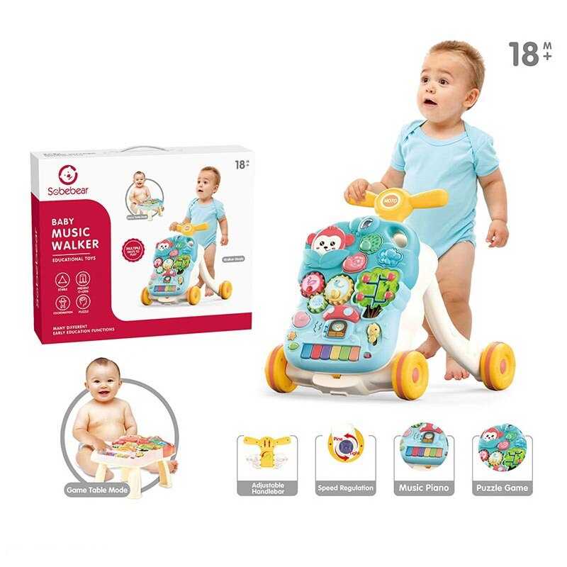 Каталка YL 623 Штрих=50142 (12) 2 кольори, пісні англійською, звуки, мелодії, піаніно, пальчикові ігри, сортер, в коробці