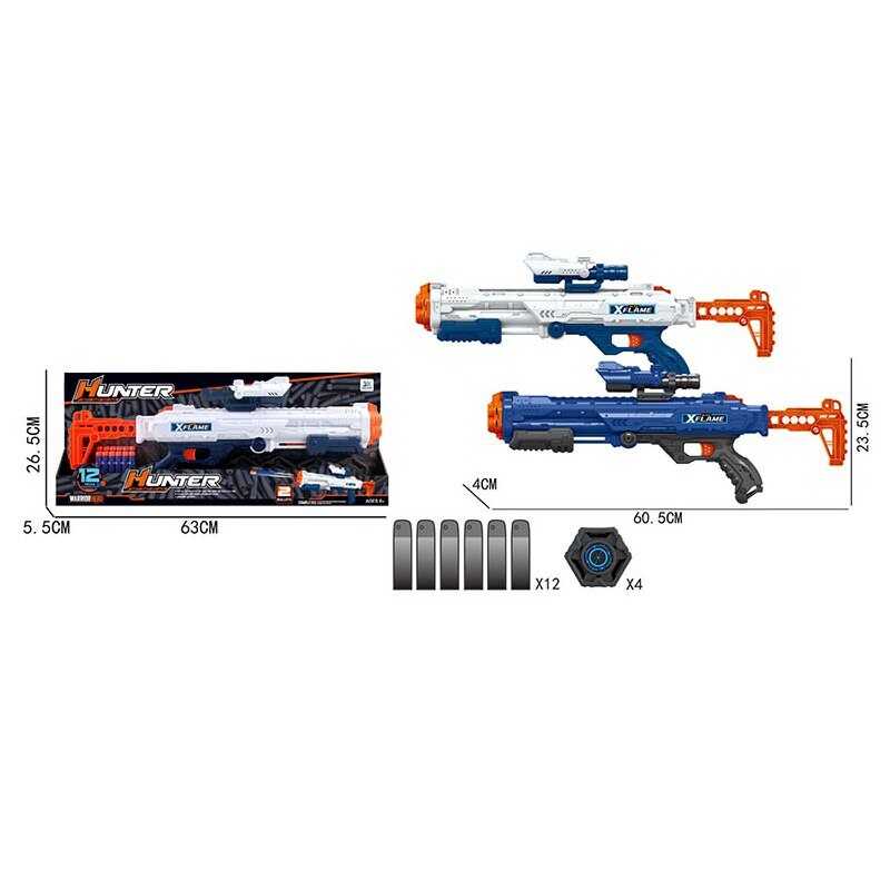 Автомат JLX 7261 (24/2) 2 кольори, механічний принцип роботи, 12 м’яких куль, 4 мішені, в коробці