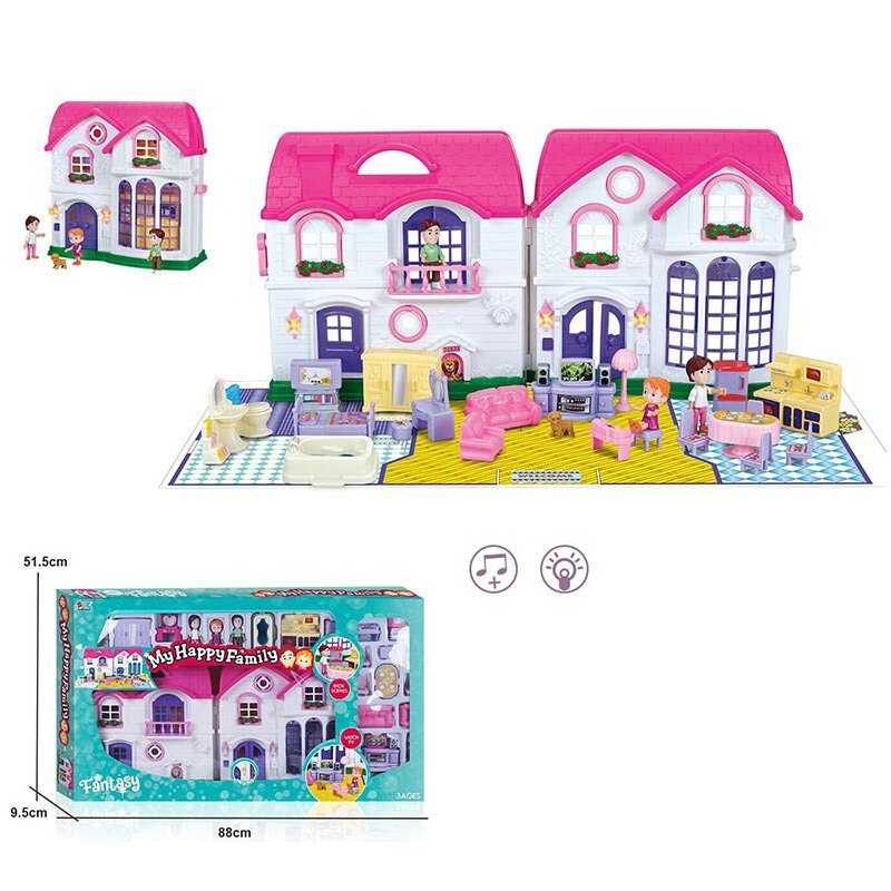 Будиночок 16901 (6) підсвічування, звук домофона, фігурки членів сім'ї, іграшкові меблі, в коробці