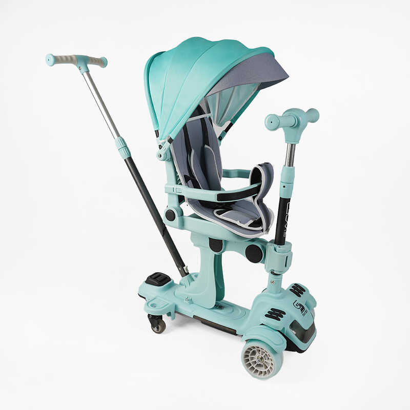 Самокат 5в1 "Skyper" BL-94617 (4) колеса PU125х40 мм зі світлом, з капюшоном, поворотне сидіння, з ДОП. КОЛЕСАМИ, захисний бампер, в коробці