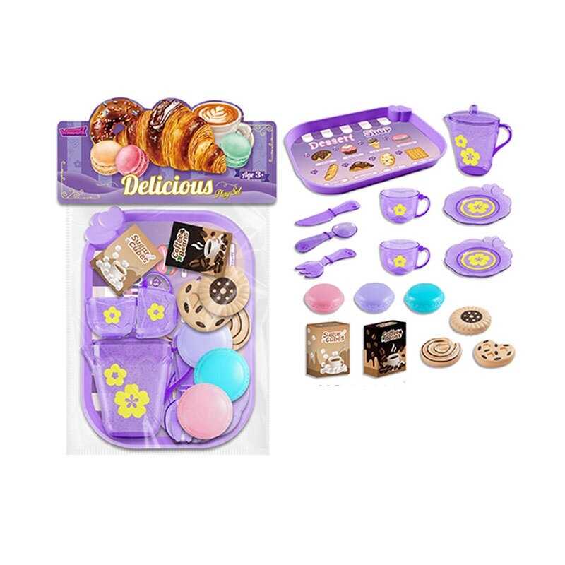 Набір продуктів 99003 (120/2) таця, 2 чашки, 2 блюдця, чайничок, ніж, ложка, вилка, печиво, коробочки з кавою і цукром, в пакеті