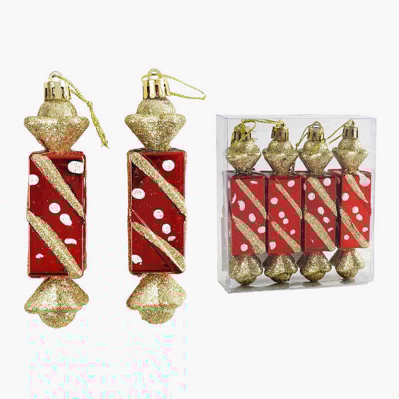 Новорічні прикраси C 67184 (240) 4 штуки, цукерки, висота - 11, 5 см, у слюді