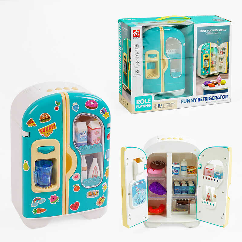 Холодильник RJ 5809 B (18) звук, мелодії, підсвічування, парогенератор, продукти, полички, наліпки, на батарейках, в коробці