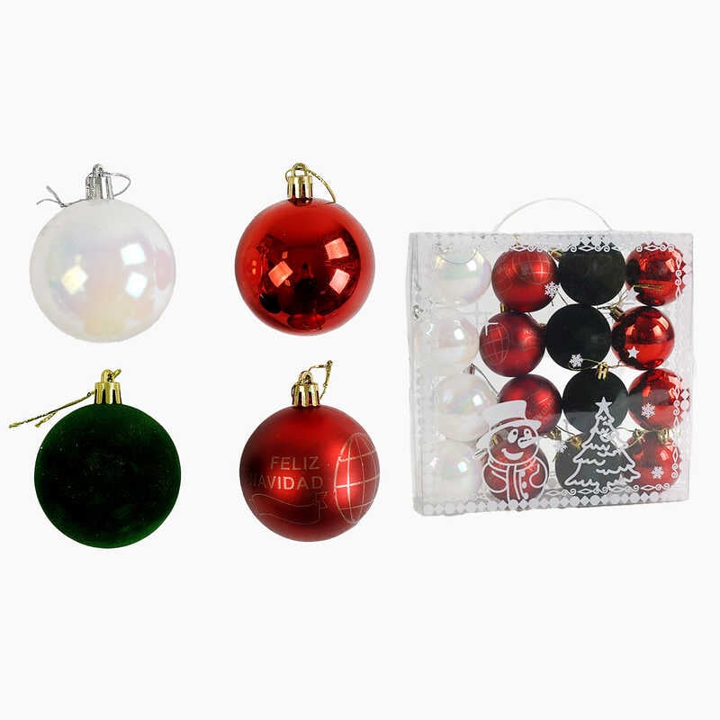 Новорічні прикраси C 67400 (60) 16 штук, кульки, D = 6 см, в слюді