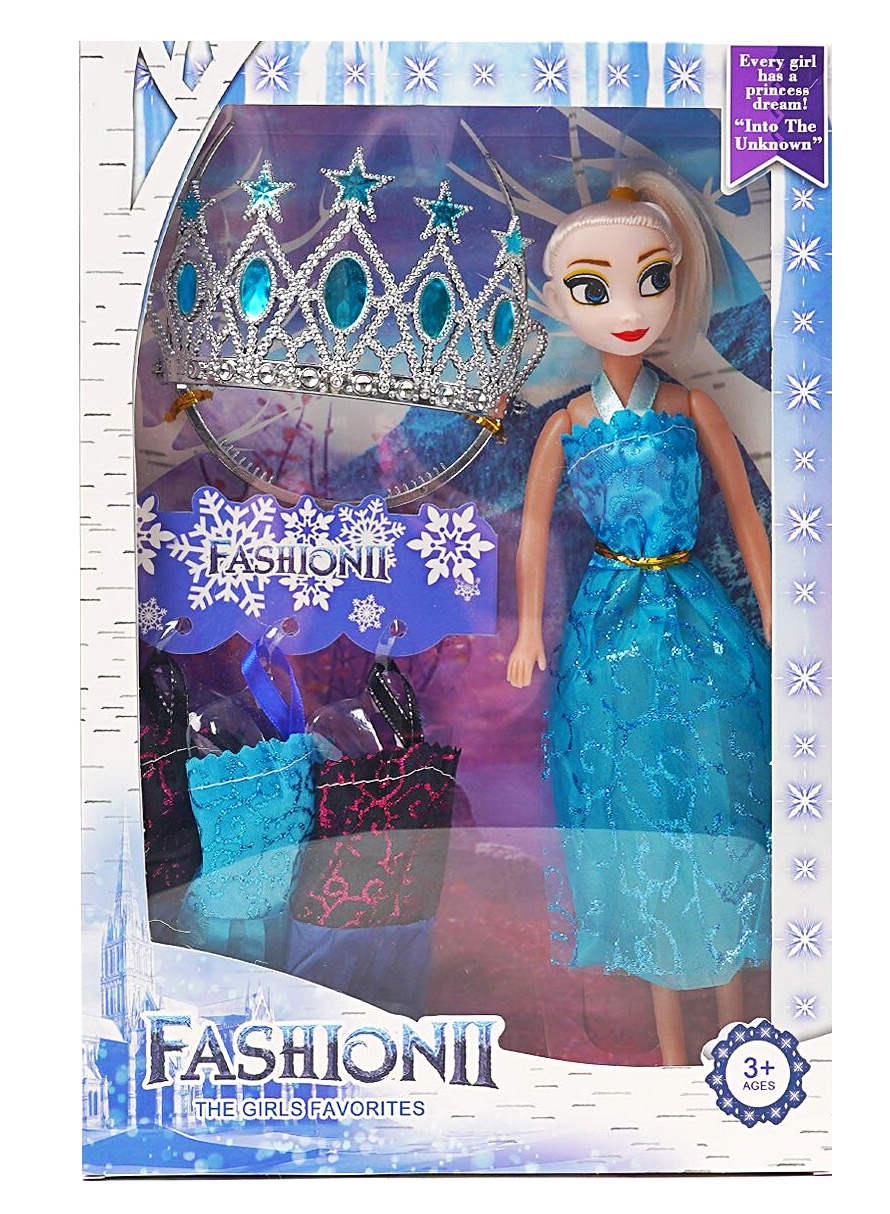 Лялька DX 22 Q6 , 27 см, герої «Frozen» , знімний одяг, корона, прошите волосся, в коробці