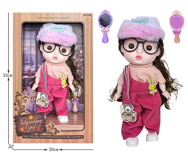 Лялька 3808 B25 (36/2) висота 27 см, пісні англійською, вітається, сміється, підсвічування, шарнірні кінцівки, окуляри, дзеркальце, щітка, в коробці