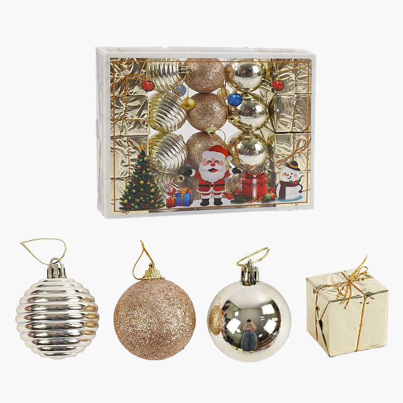 Новорічні прикраси C 67342 (72) 20 штук, кульки, подарунки, D = 4,5 см, у слюді