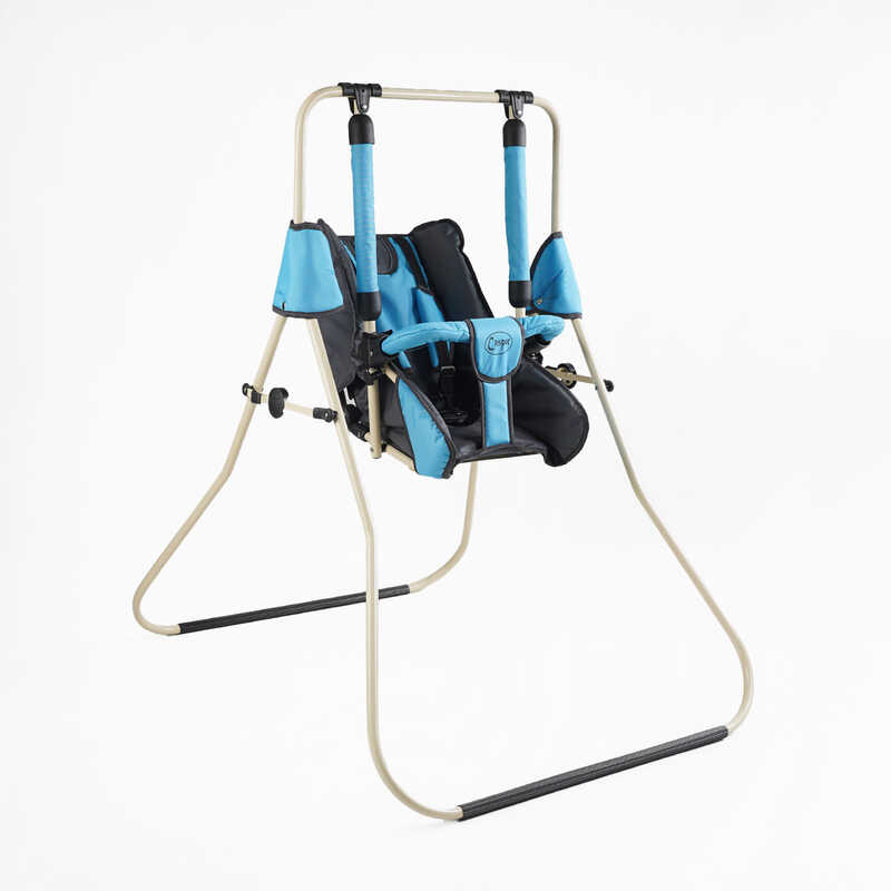 гр Гойдалка 0-м "Алінка" 209148 (1) сіра з блакитним, бежевий каркас, зміна положення спинки "сидячи/лежачи", у пакеті