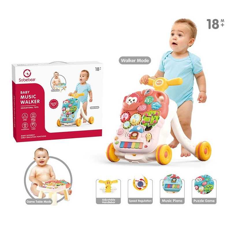 Каталка YL 623 Штрих=50135 (12) 2 кольори, пісні англійською, звуки, мелодії, піаніно, пальчикові ігри, сортер, в коробці