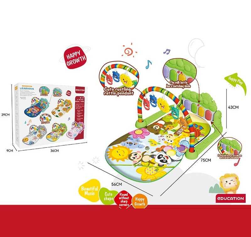 Килимок 368-82 G (24) піаніно, мелодії, підсвічування, 5 підвісок, брязкальця, в коробці