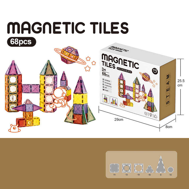 Магнітний конструктор XC-C 6 (16/2) 68 деталей, в коробці