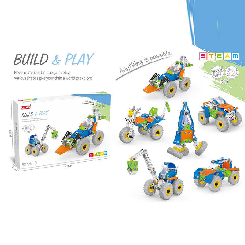 Конструктор J 7719 (18/2) 209 елементів, інструменти, пластикові та гумові деталі, в коробці