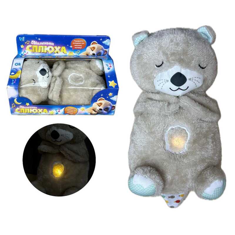 Плюшева іграшка Дихаюча видра 94692 / 17059 (50) "WToys", нічник, підсвічування, дихання, звуки серцебиття, “білий шум”, колискові мелодії, регулювання гучності, в коробці