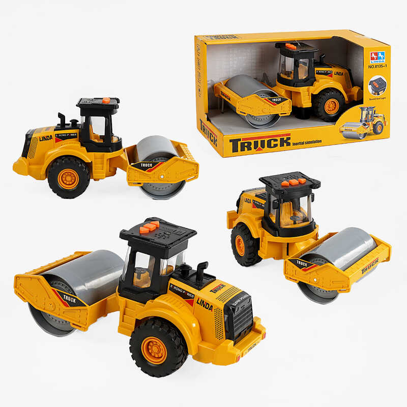 Спецтехніка 8135-1 (24/2) асфальтоукладач, інерційний механізм, гумові колеса, підсвічування, звукові ефекти, в коробці