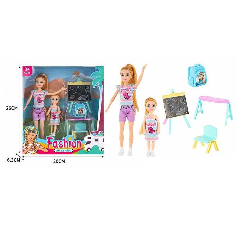 Набір ляльок ST 5612-9 (72/2) 2 ляльки, шкільна дошка, рюкзак, стіл та стілець, в коробці