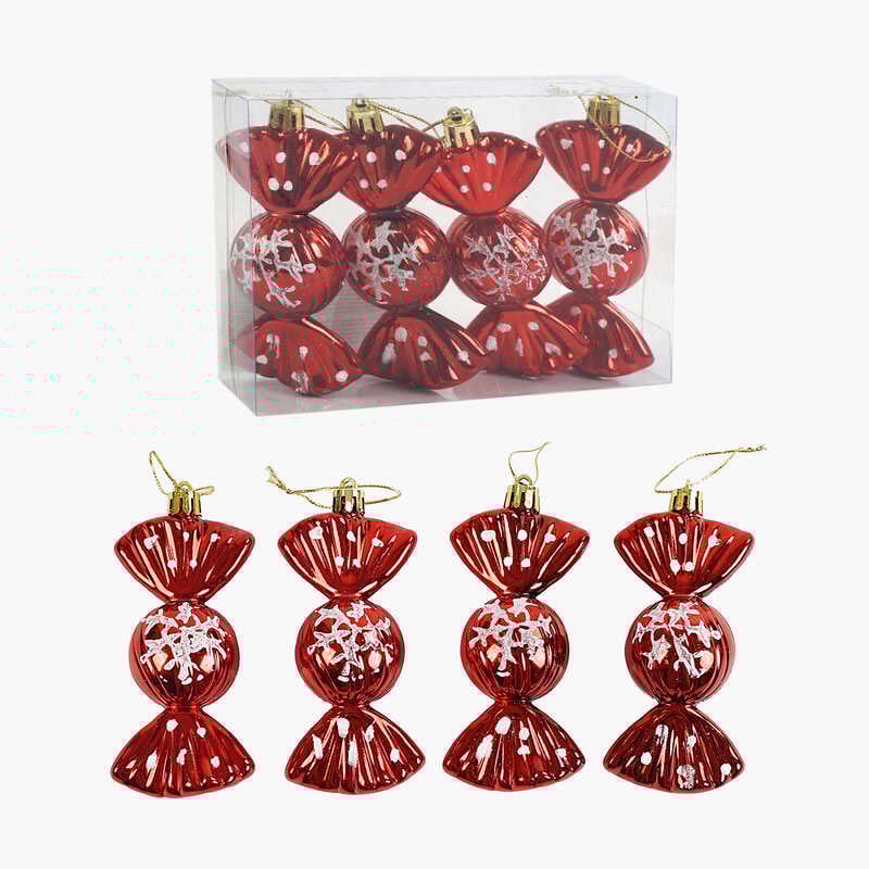 Новорічні прикраси C 67180 (180) “Цукерки”, 4 штуки, висота 12 см, у слюді