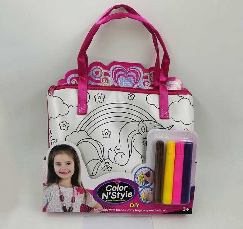 Сумка-розмальовка 613-7 (144/2) текстильна, 4 мініфломастери, застібається на блискавку, на листі