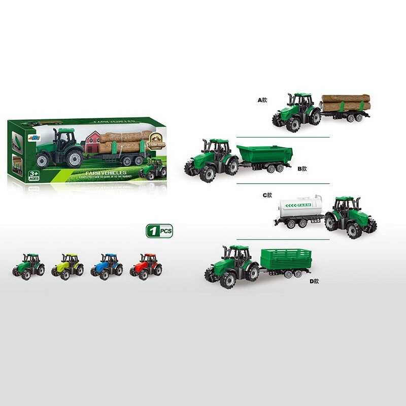 Трактор 5279-92 (240/2) розмір: 8х4.5х5 см, причеп, прогумовані колеса причепа, в коробці, ВИДАЄТЬСЯ ТІЛЬКИ МІКС ВИДІВ