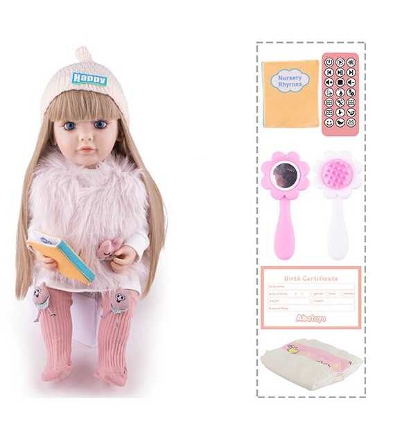 Інтерактивна лялька TK 1407-82 (9) "WToys", ОЗВУЧУВАННЯ УКРАЇНСЬКОЮ МОВОЮ, висота 55 см, пульт, на батарейках, аксесуари, рухає кінцівками, казки, пісні, віршики, скоромовки, відповідає на запитання, звуки тварин, мелодії, повторюшка, в коробці