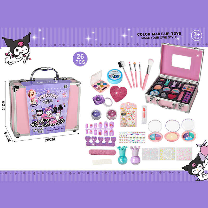 Набір косметики 768-74 C (48/2) тіні, блискітки, глітер, помада, аксесуари для манікюру, пензлики для макіяжу, у валізі