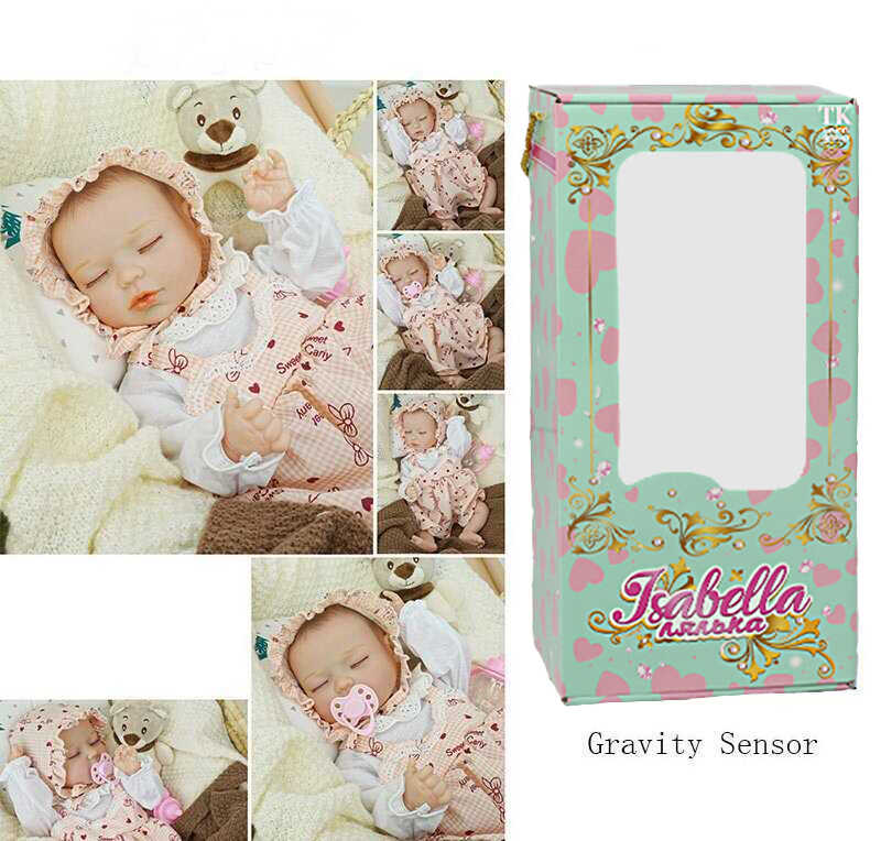 Пупс QM 24059 (12) "TK Group", функціональний, датчик руху, звуки: сміх, плач, засинає, висота: 42 см, гумовий, пустушка, пляшечка, памперс, капелюшок, в коробці