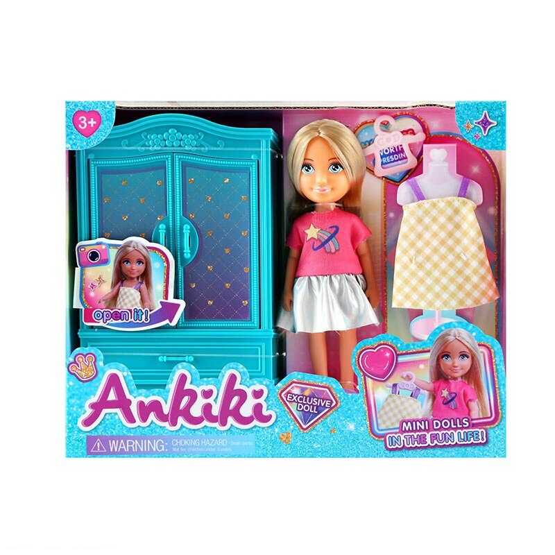 Лялька з аксесуарами 606030 (60) висота ляльки - 13 см, шафа, сукня, в коробці