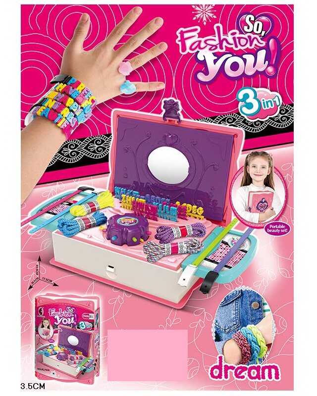 Набір для плетіння KL 7525 / 7525 A (48/2) силіконові основи, станок для плетіння, шнурівка, маркери, міні-дошка, органайзер, в коробці