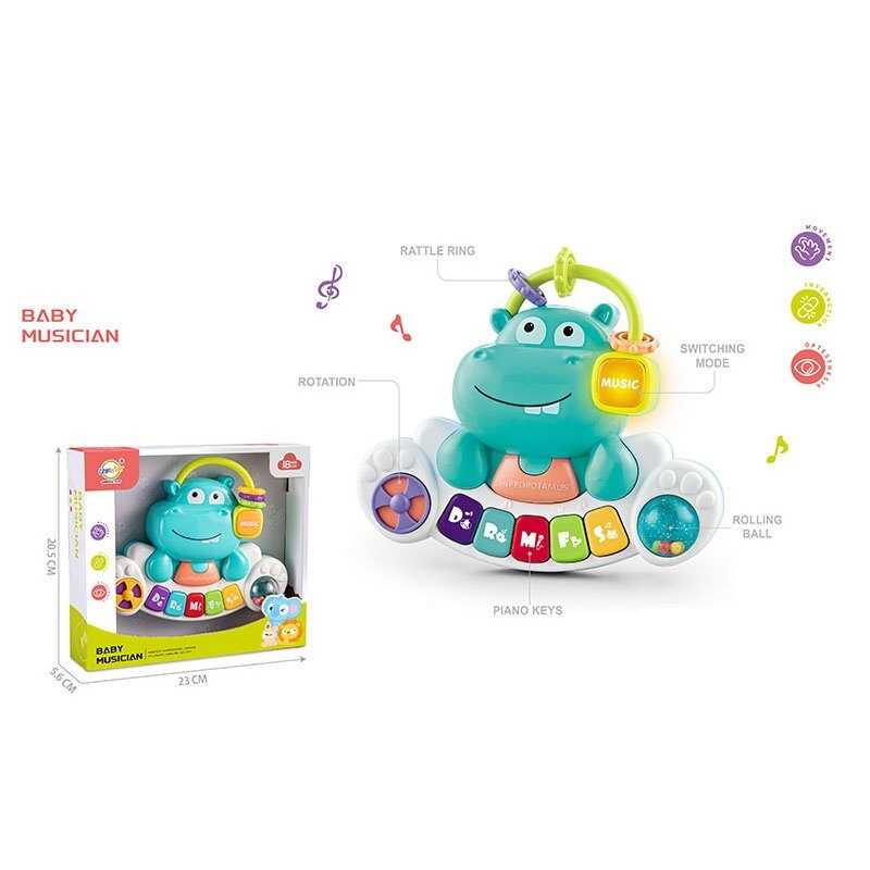 Піаніно 503-43 (72/2) звуки, мелодії, піаніно, звуки тварин, підсвічування, брязкальце, тріскачка, намистини, в коробці