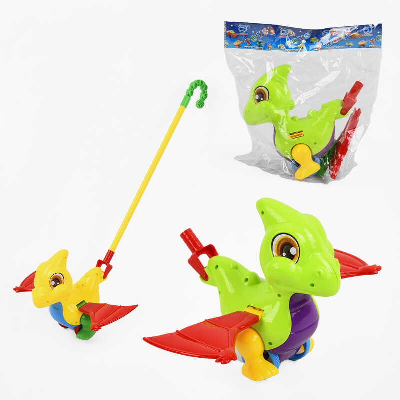 Каталка 0360 (72/2) "Дракончик" на паличці, розмахує крилами, 2 кольори, в пакеті