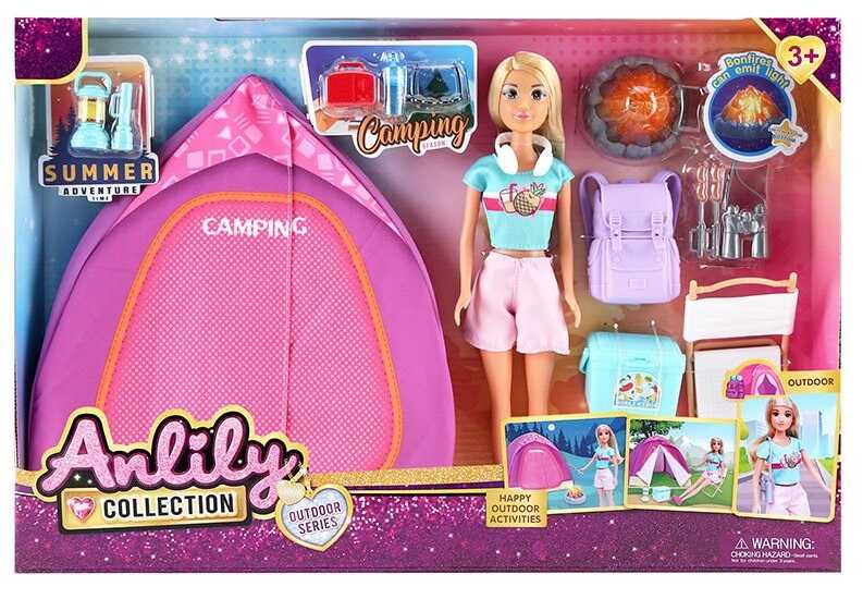 Лялька 616252 (18) висота: 30 см, знімний одяг, рухомі кінцівки, аксесуари, намет, багаття з підсвічуванням, в коробці