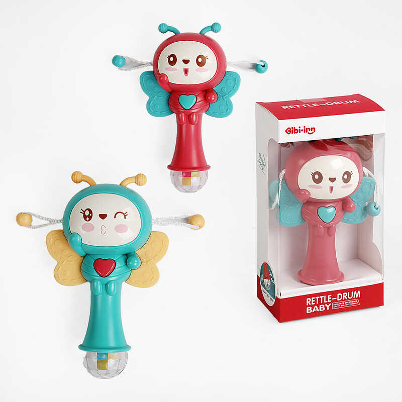 Брязкальце 698-75 (144/2) "Бджілка", 2 кольори, 3D підсвічування, звуки, мелодії, прорізувачі, в коробці