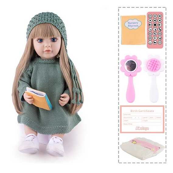 Інтерактивна лялька TK 9768-35 (9) "WToys", ОЗВУЧУВАННЯ УКРАЇНСЬКОЮ МОВОЮ, висота 55 см, пульт, на батарейках, аксесуари, рухає кінцівками, казки, пісні, віршики, скоромовки, відповідає на запитання, звуки тварин, мелодії, повторюшка, в коробці