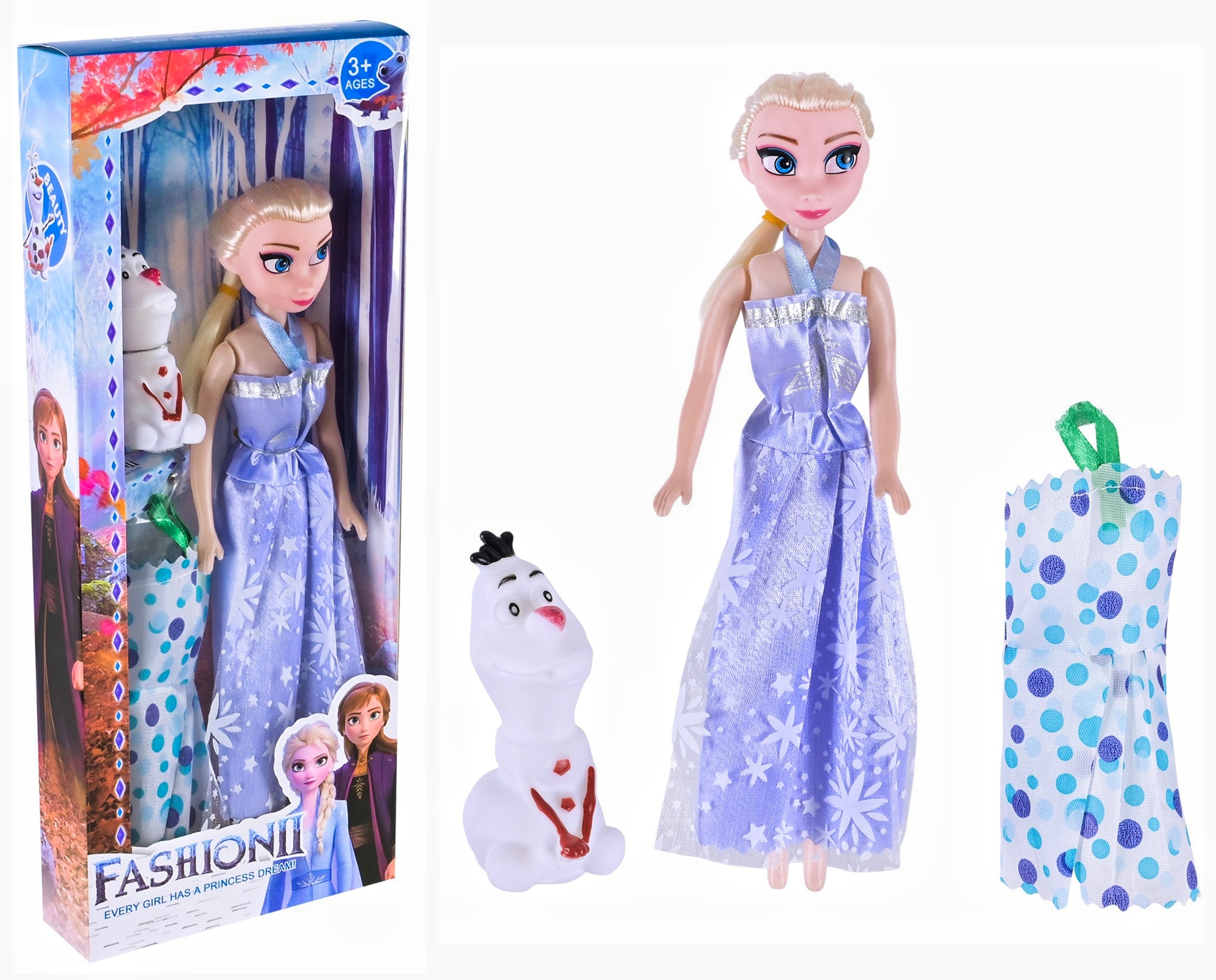 Лялька «Frozen» YB 032 AB , 28 см, одяг, фігурка сніговика , в коробці