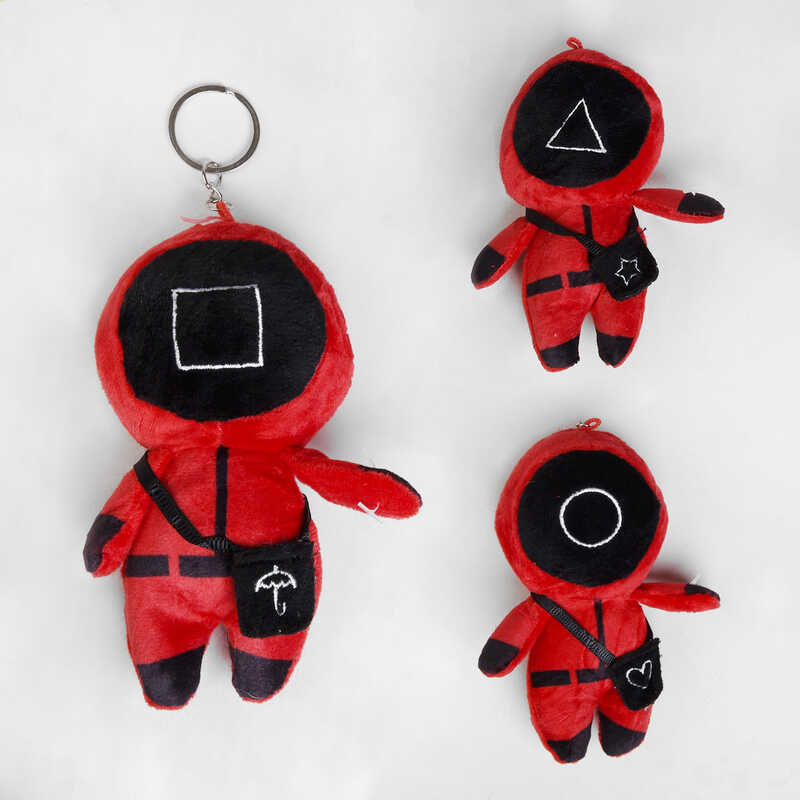 М'яка іграшка-брелок С 50227 (1200) "Гра в кальмара", "Наглядач", ВИДАЄТЬСЯ МІКС ВИДІВ, 3 види, 14 см, підвіска-кільце