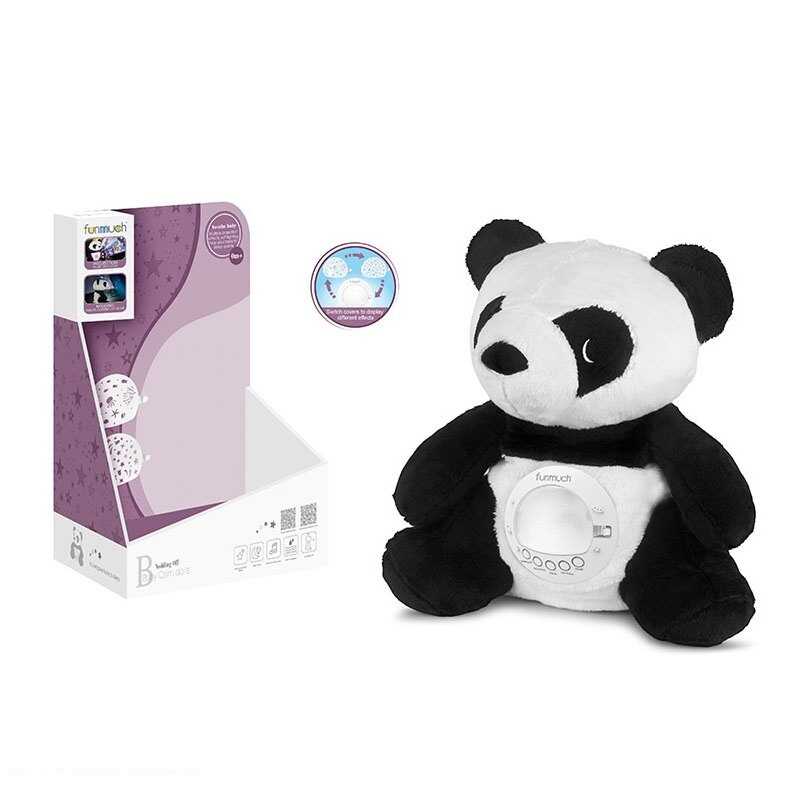 Нічник FM 666-77 (24) “Панда”, сплюшка, дихає, проєктор, 3 накладки, підсвічування, мелодія, звуки, в коробці