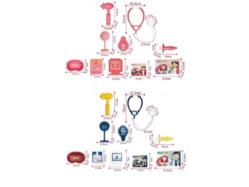 Набір лікаря 8807-7 / 8807 A7 (36/2) 2 види, стетоскоп, інструменти, муляжі упаковок з ліками, бейджик пацієнта, у пакеті