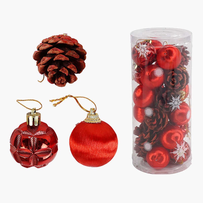 Новорічні прикраси C 67423 (90) 24 штуки, кульки, шишки, D = 3.5 см, в слюді