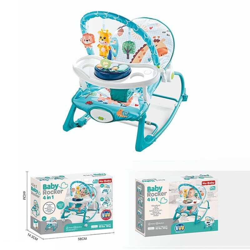 Шезлонг 69869 B (6) 4в1, мелодії, вібрація, дуга з підвісками, ноти, знімне піаніно, пискавки, на батарейках, регулювання положення, в коробці